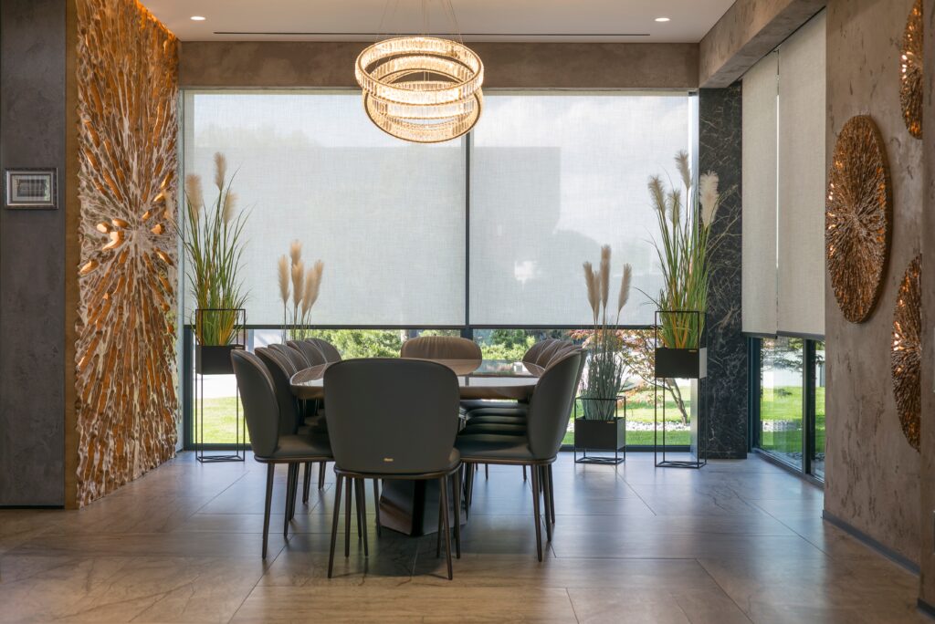 Motorized roller shades deliver a minimalist look